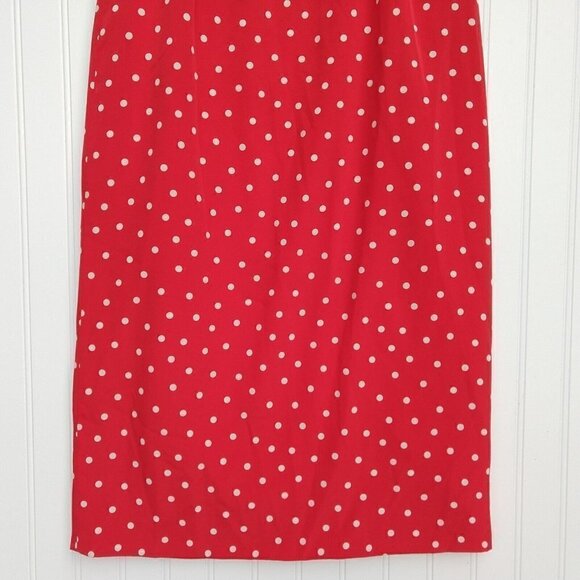 Vintage Red Polka Dot Wrap Midi Skirt Size S M Liz Claiborne Retro Pin Up Wiggle - Picture 10 of 10